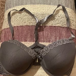 Grey racer back bra